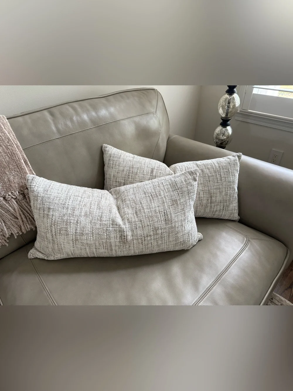 Set of Two Chenille Tweed Lumbar Pillow Covers 14” x 25”
